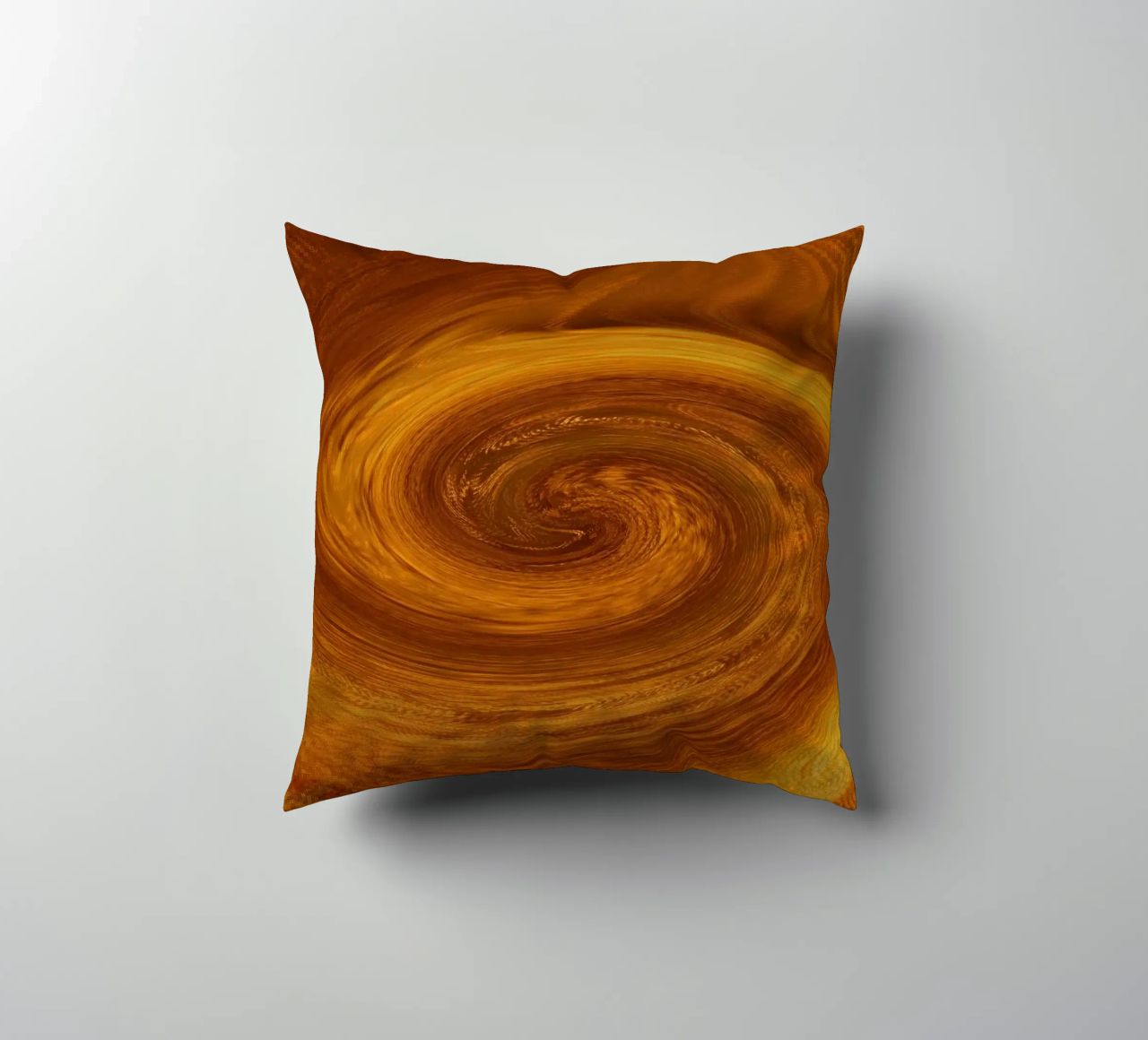 Abstract dynamic twisted pattern in orange and brown decorative cushion by Something for you