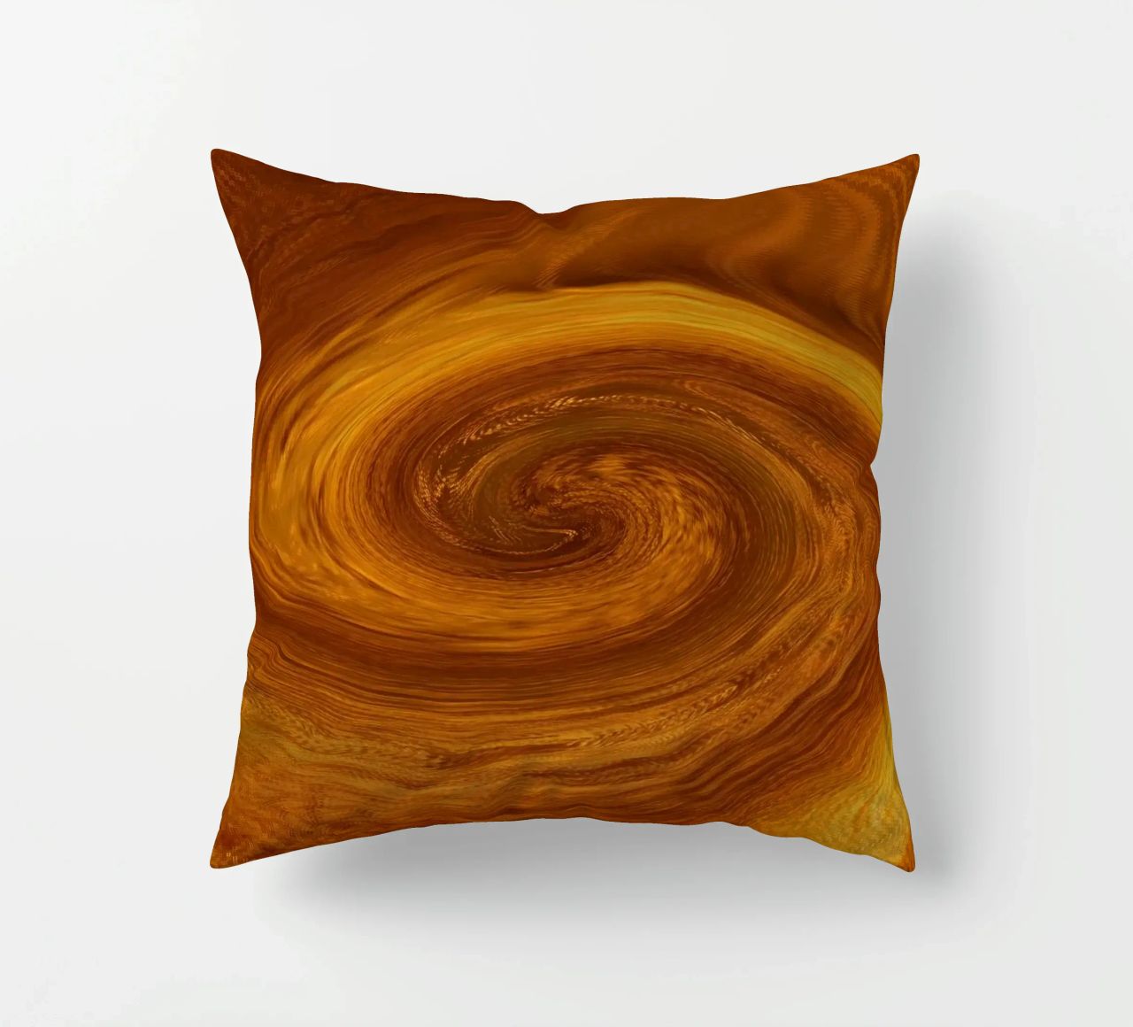 Abstract dynamic twisted pattern in orange and brown decorative cushion by Something for you