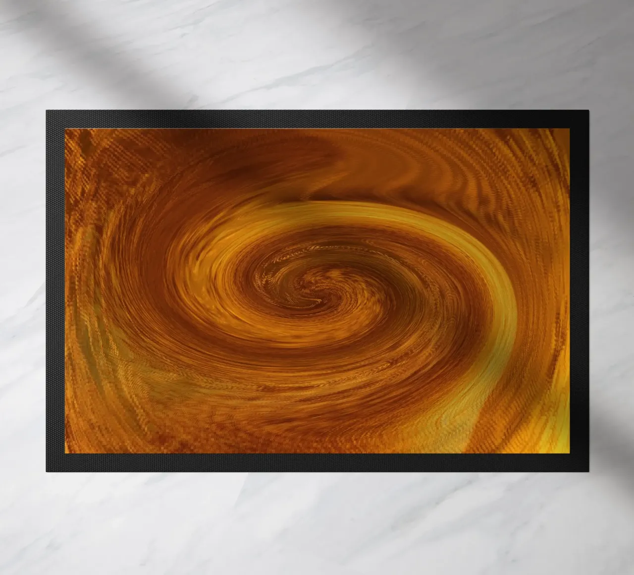 Abstract dynamic twisted pattern in orange and brown doormat by Something for you