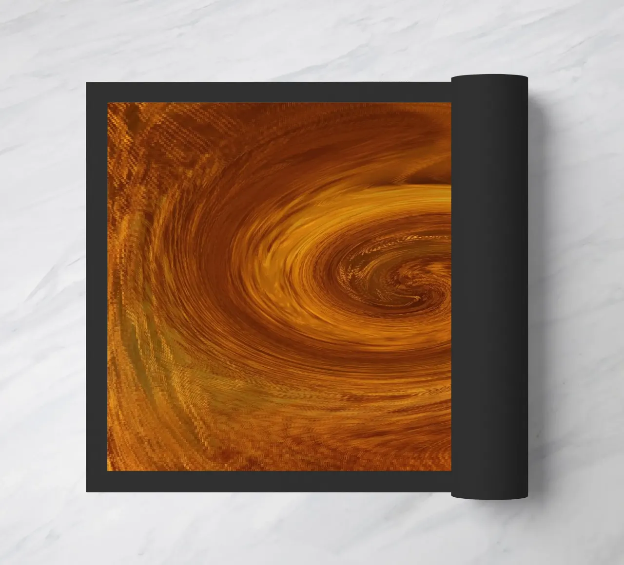 Abstract dynamic twisted pattern in orange and brown doormat by Something for you