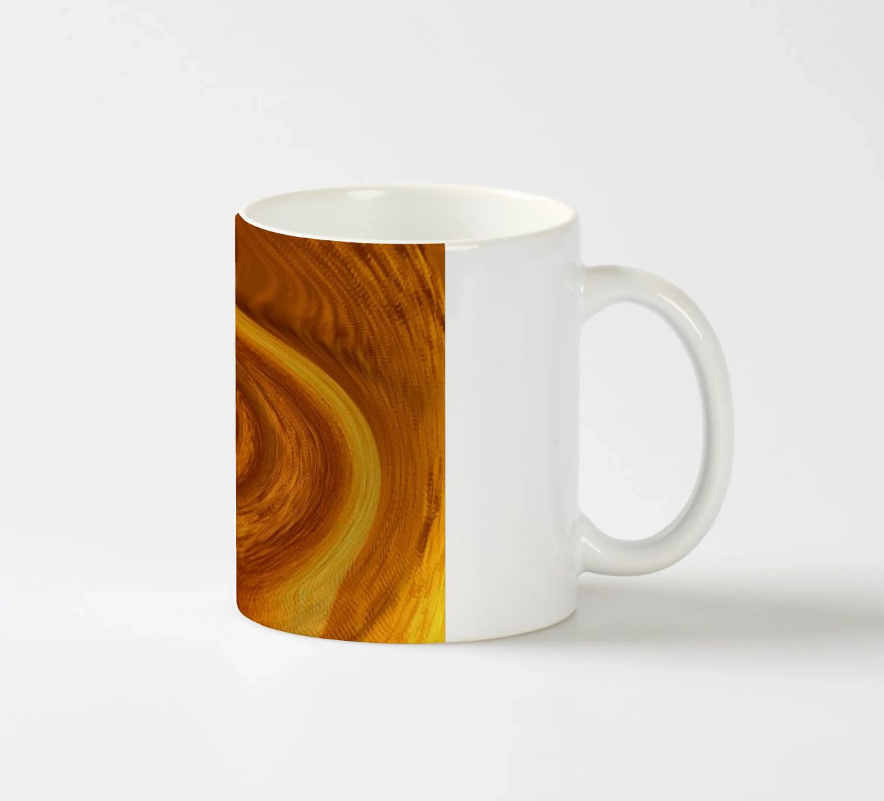 Abstract dynamic twisted pattern in orange and brown ceramic mug by Something for you