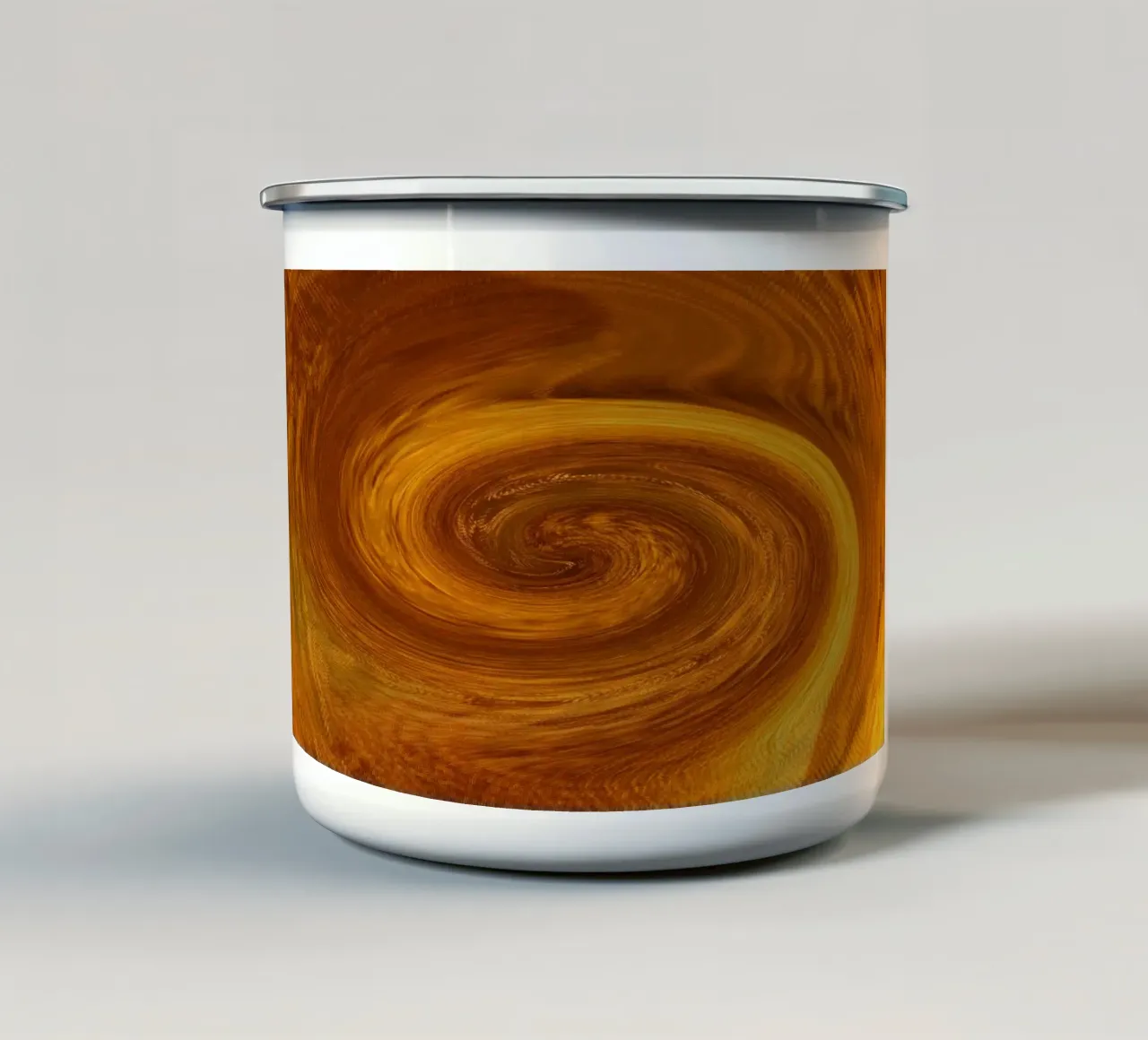 Motivo astratto dinamico a torsione in arancione e marrone tazza in smalto da Something for you