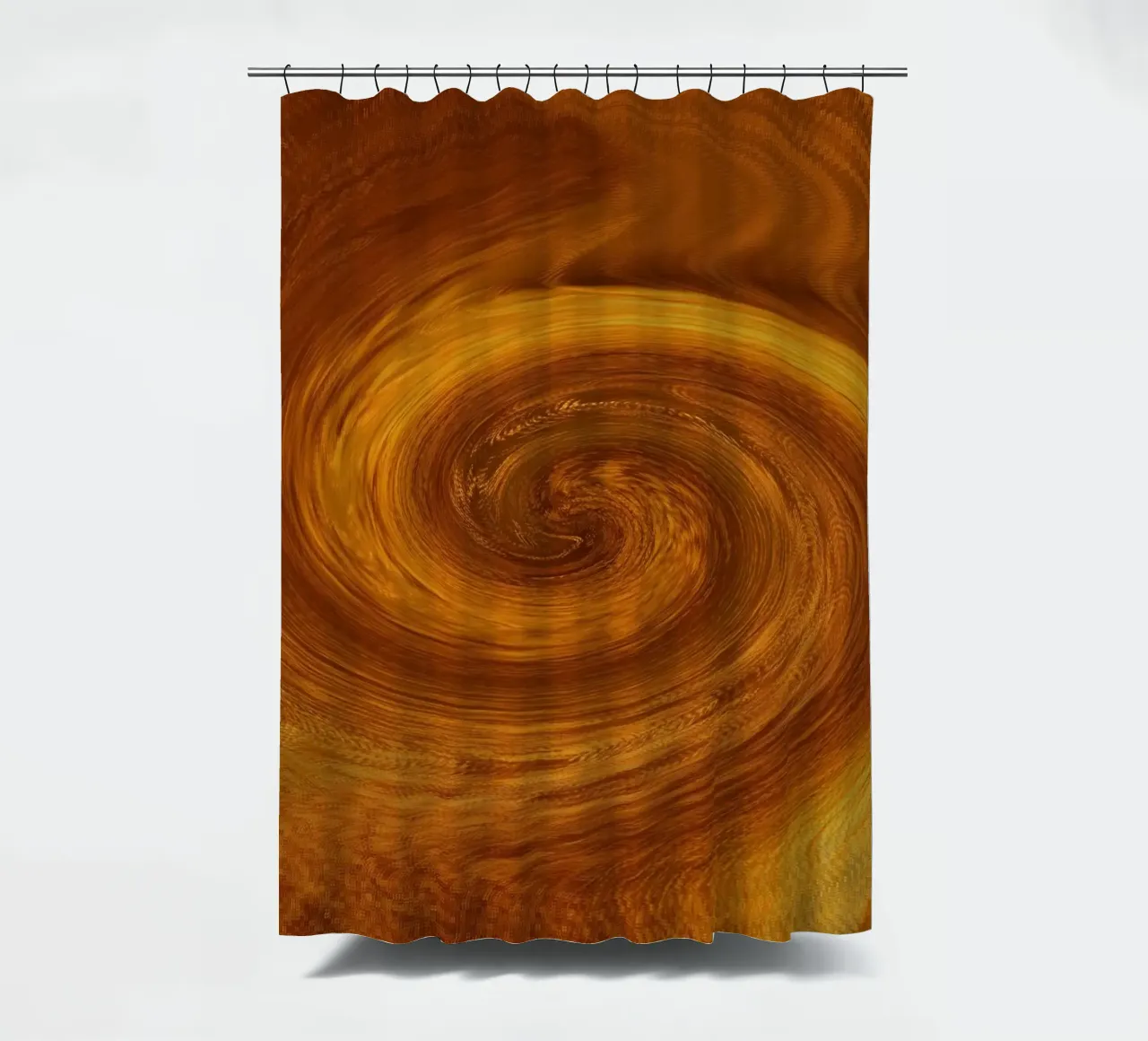Abstraktes dynamisches gedrehtes Muster in orange und braun Duschvorhang von Something for you
