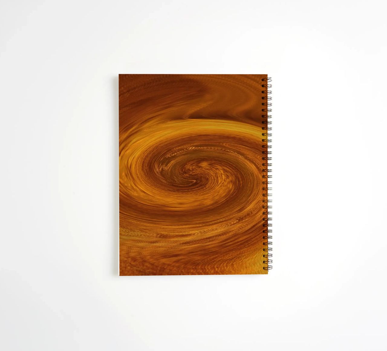 Abstract dynamic twisted pattern in orange and brown spiral notebook by Something for you