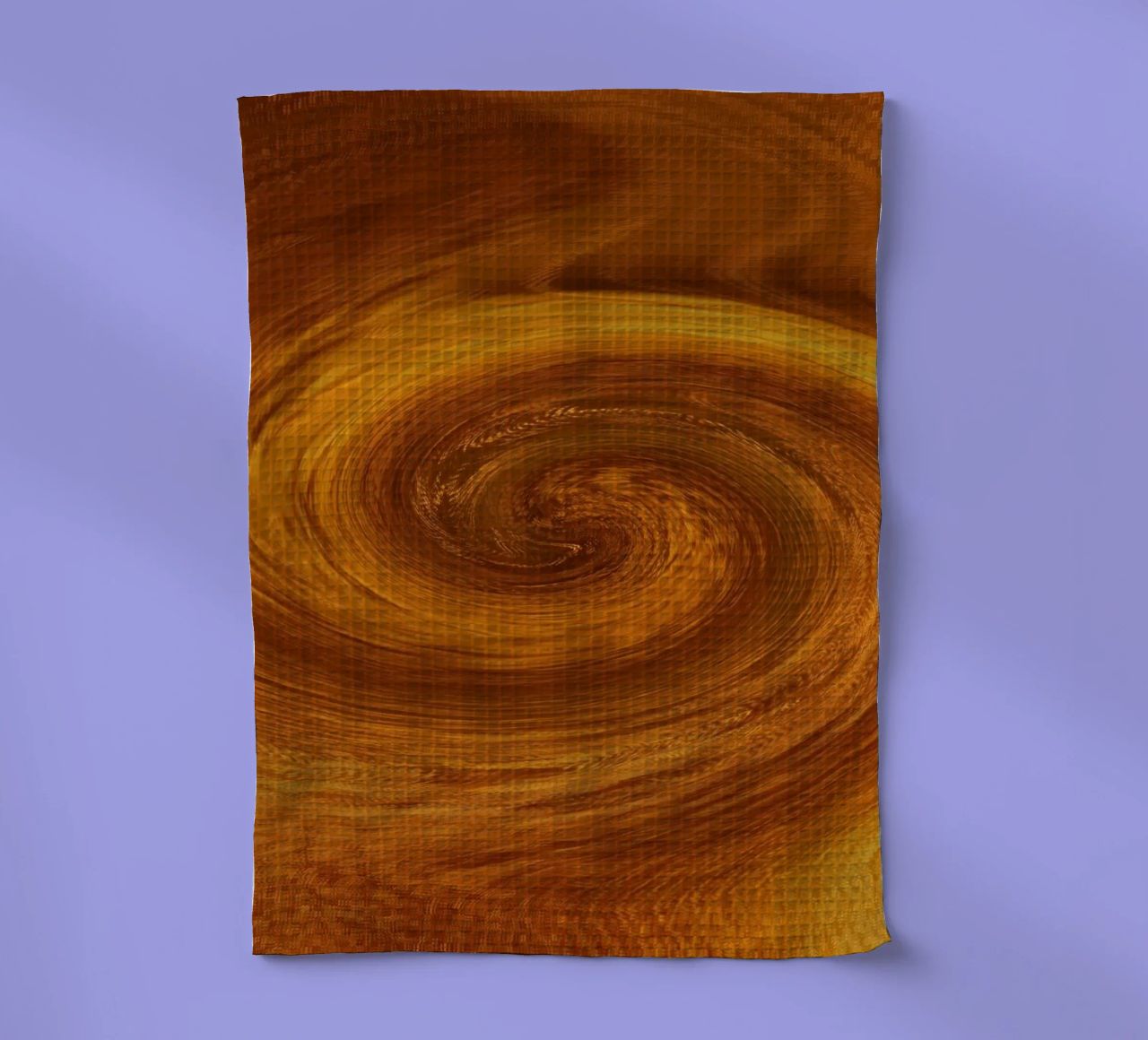 Abstract dynamic twisted pattern in orange and brown tea towel by Something for you