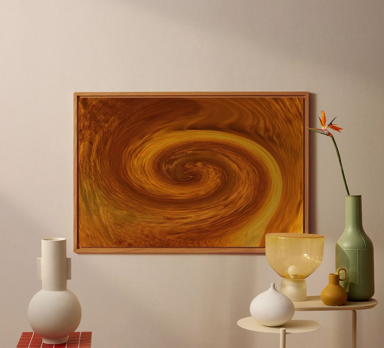 Abstract dynamic twisted pattern in orange and brown alu-dibond by Something for you