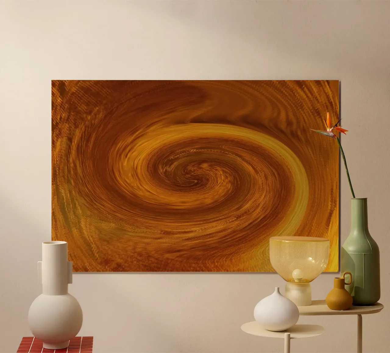 Abstract dynamic twisted pattern in orange and brown hahnemühle by Something for you