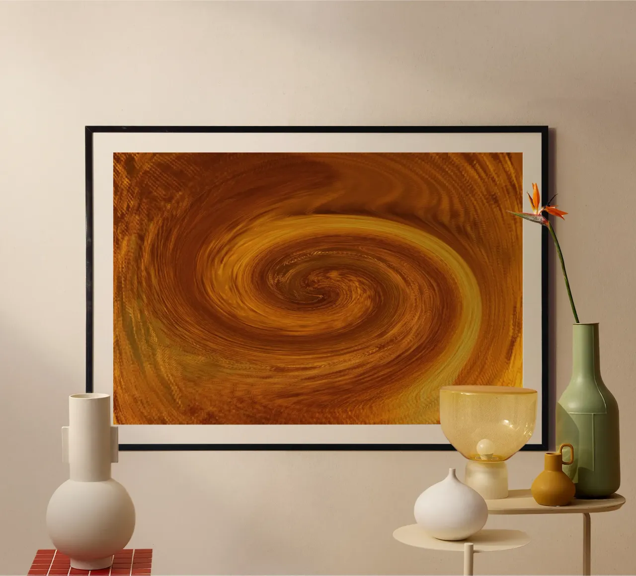 Abstract dynamic twisted pattern in orange and brown hahnemühle by Something for you