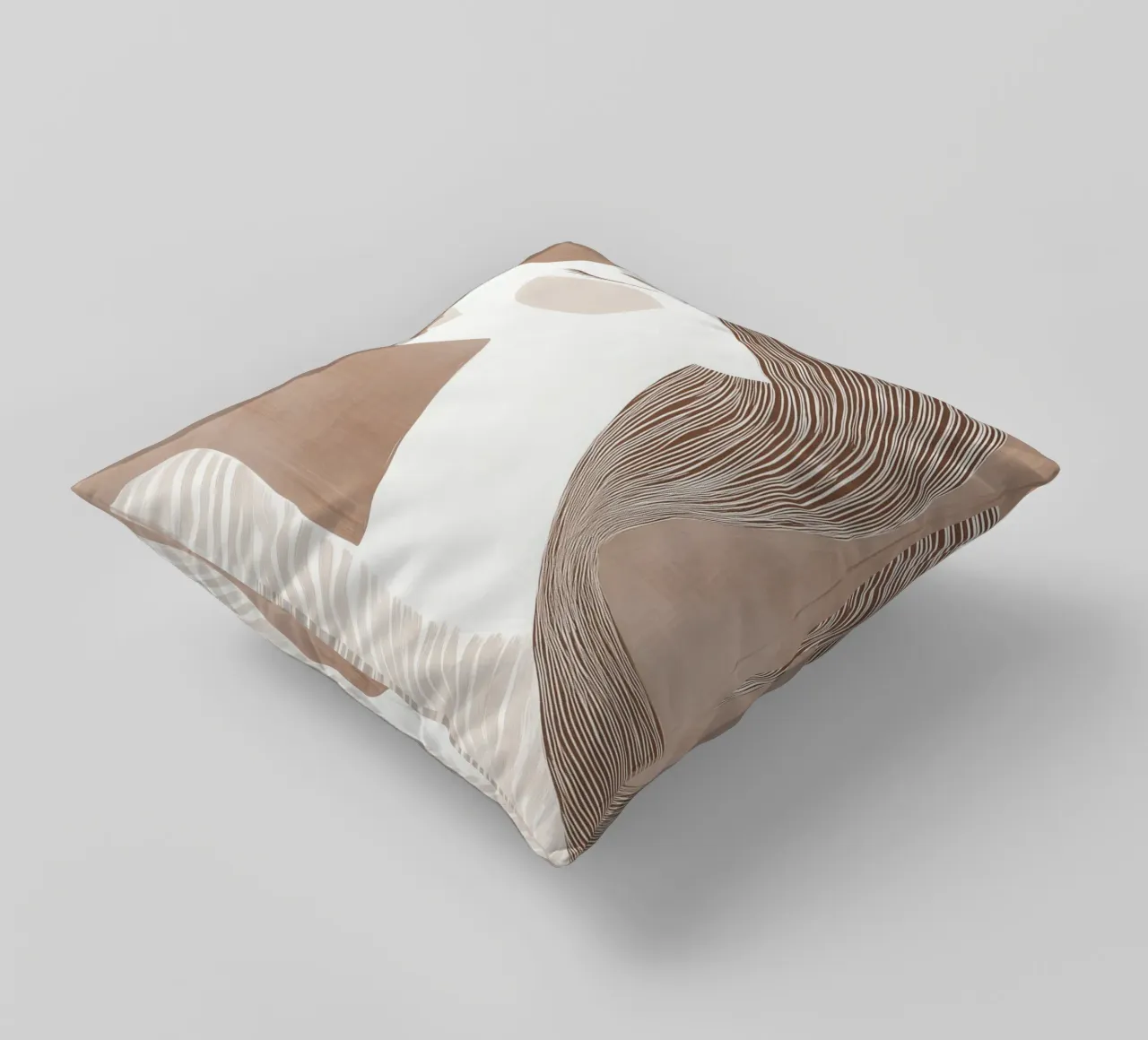 Portrait Coffee Latte Woman | Latte-coloured Line Art decorative cushion by Autofocus