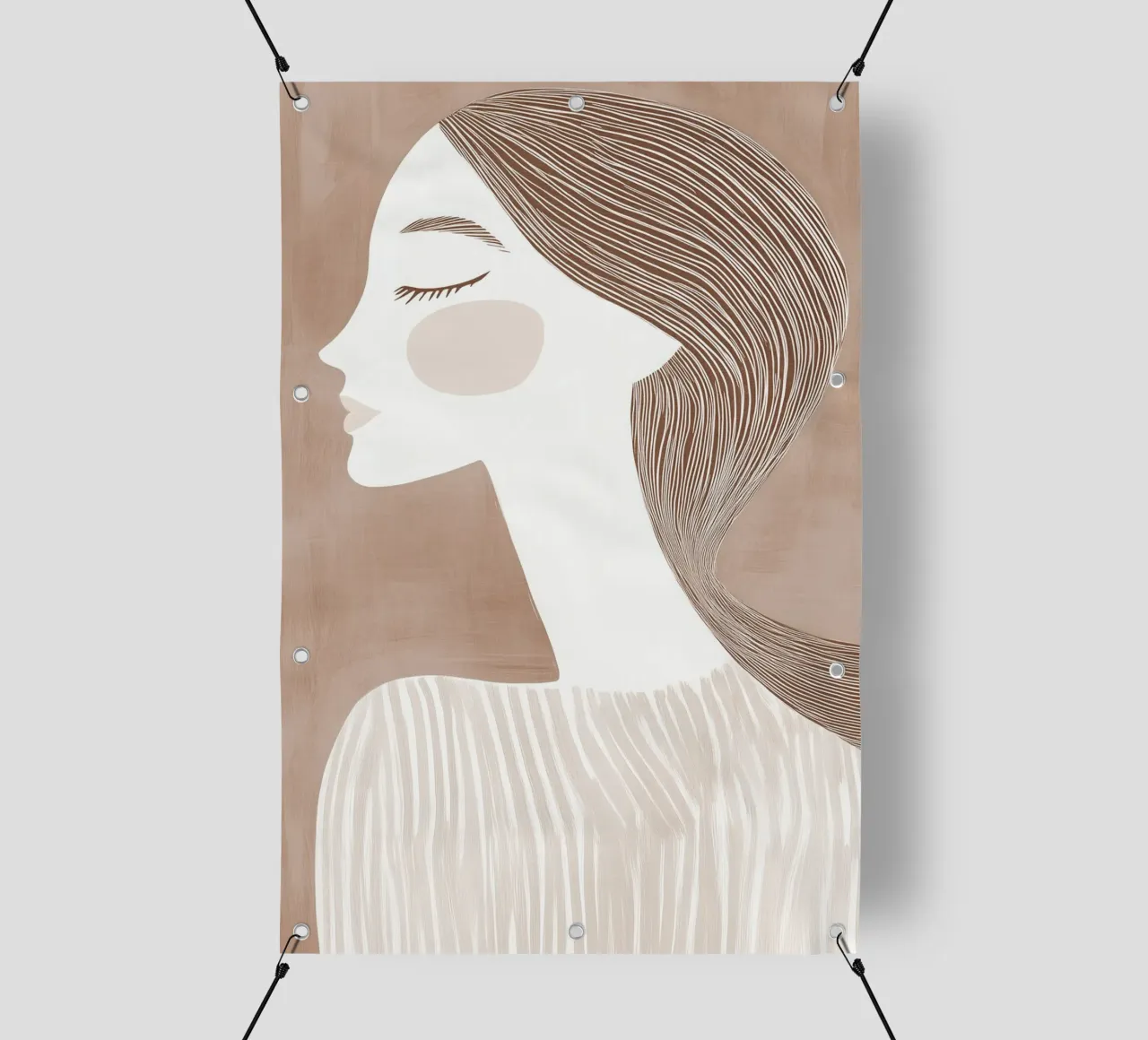 Retrato Café Latte Mujer | Arte Lineal color Latte lonas publicitarias de Autofocus
