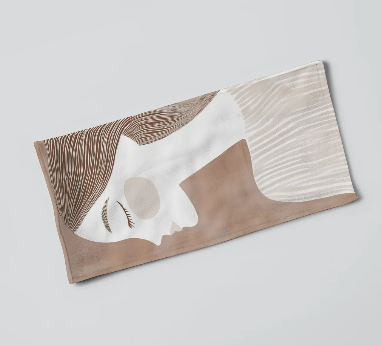 Ritratto Donna Caffè Latte | Line Art color latte asciugamano da bagno da Autofocus