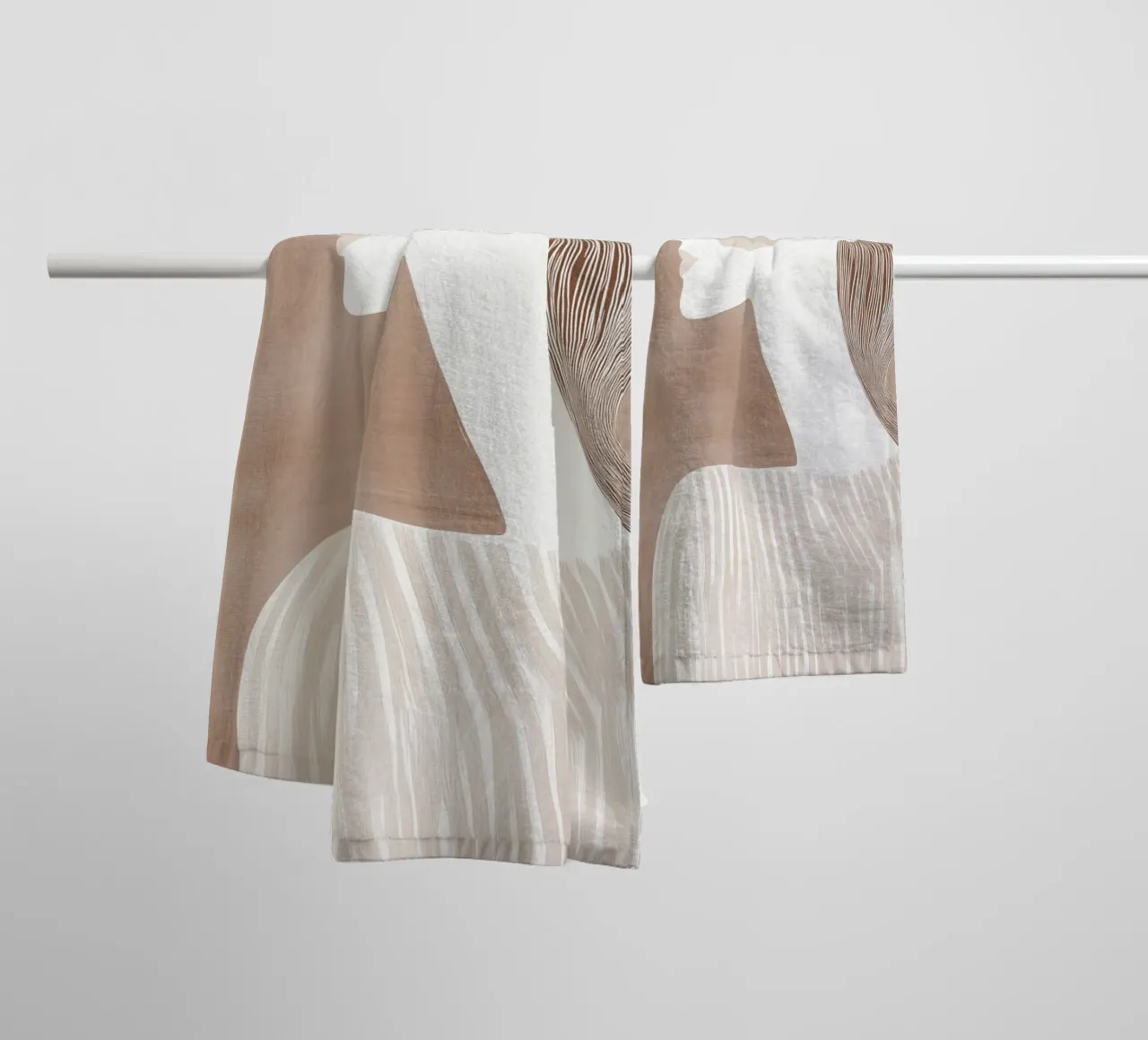 Ritratto Donna Caffè Latte | Line Art color latte asciugamano da bagno da Autofocus