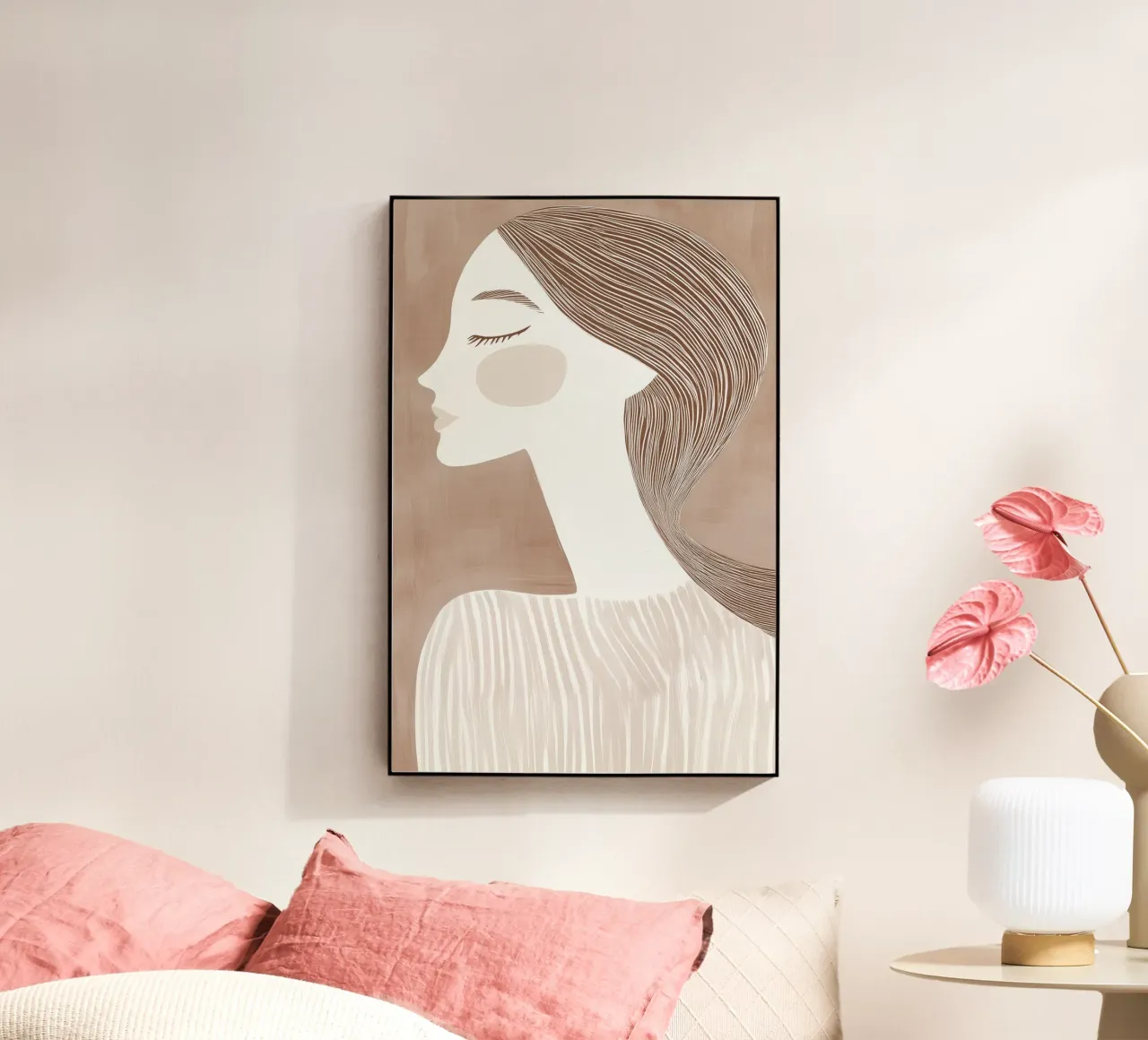 Ritratto Donna Caffè Latte | Line Art color latte plexiglass da Autofocus
