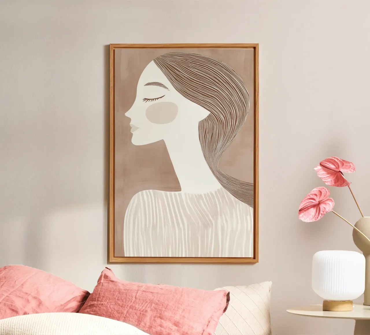 Ritratto Donna Caffè Latte | Line Art color latte alluminio dibond da Autofocus