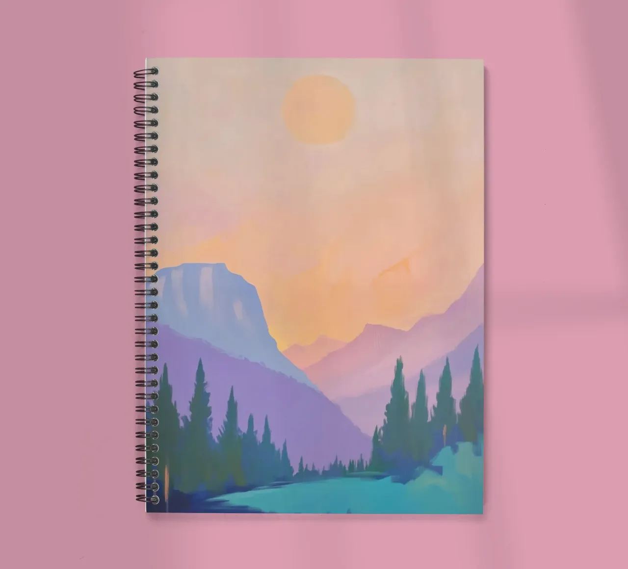 Berglandschaft mit Tannenbäumen Ringbuch von Melloi Art Print