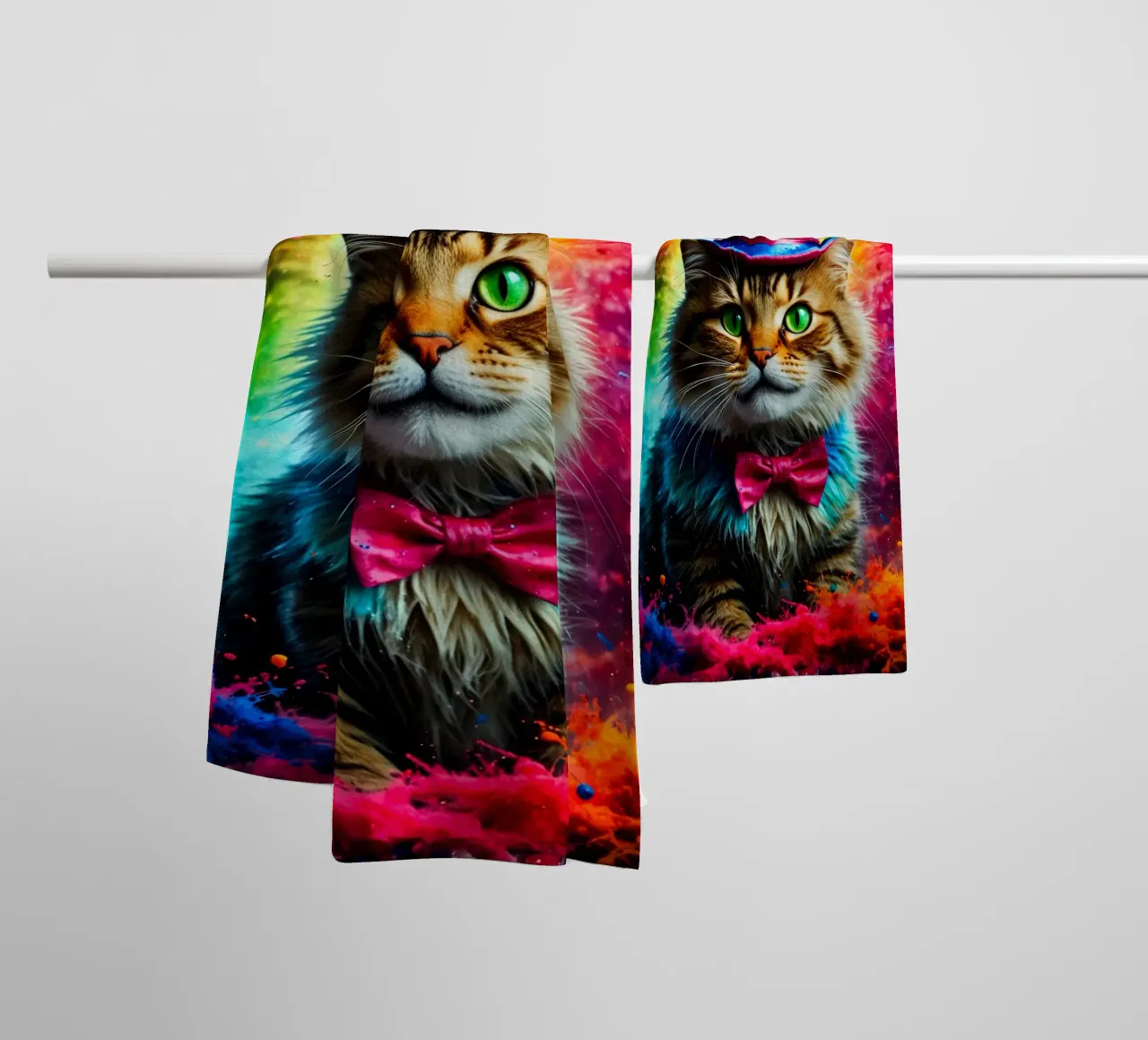 gatto con cappello asciugamano da bagno da ArtDesign by KBK