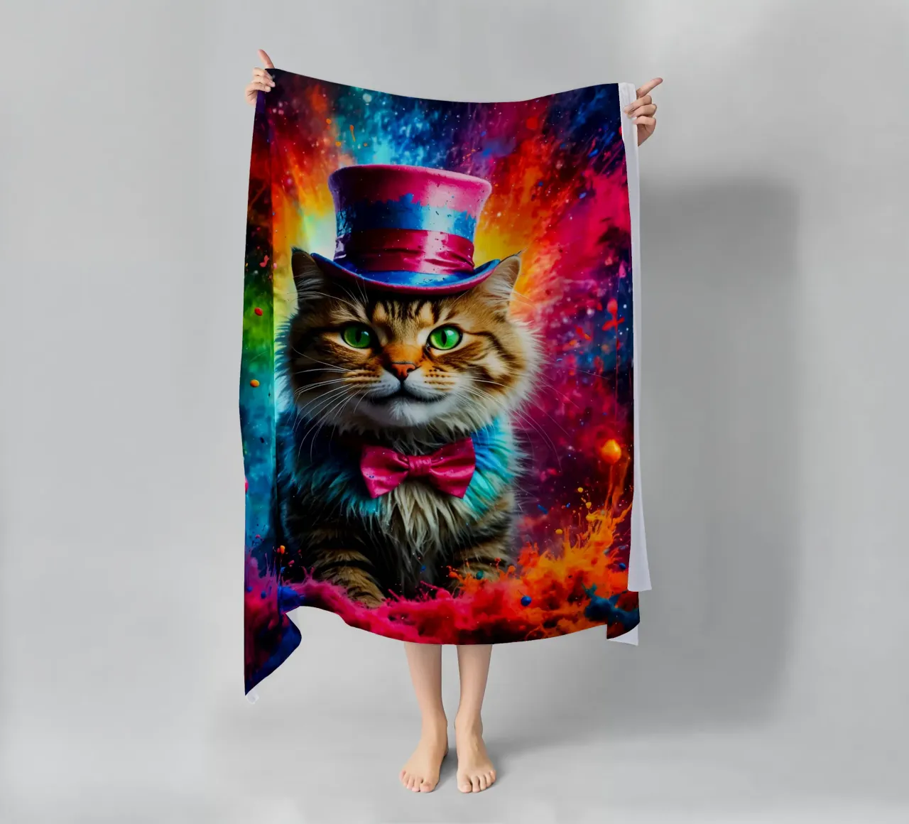 gatto con cappello telo mare da ArtDesign by KBK