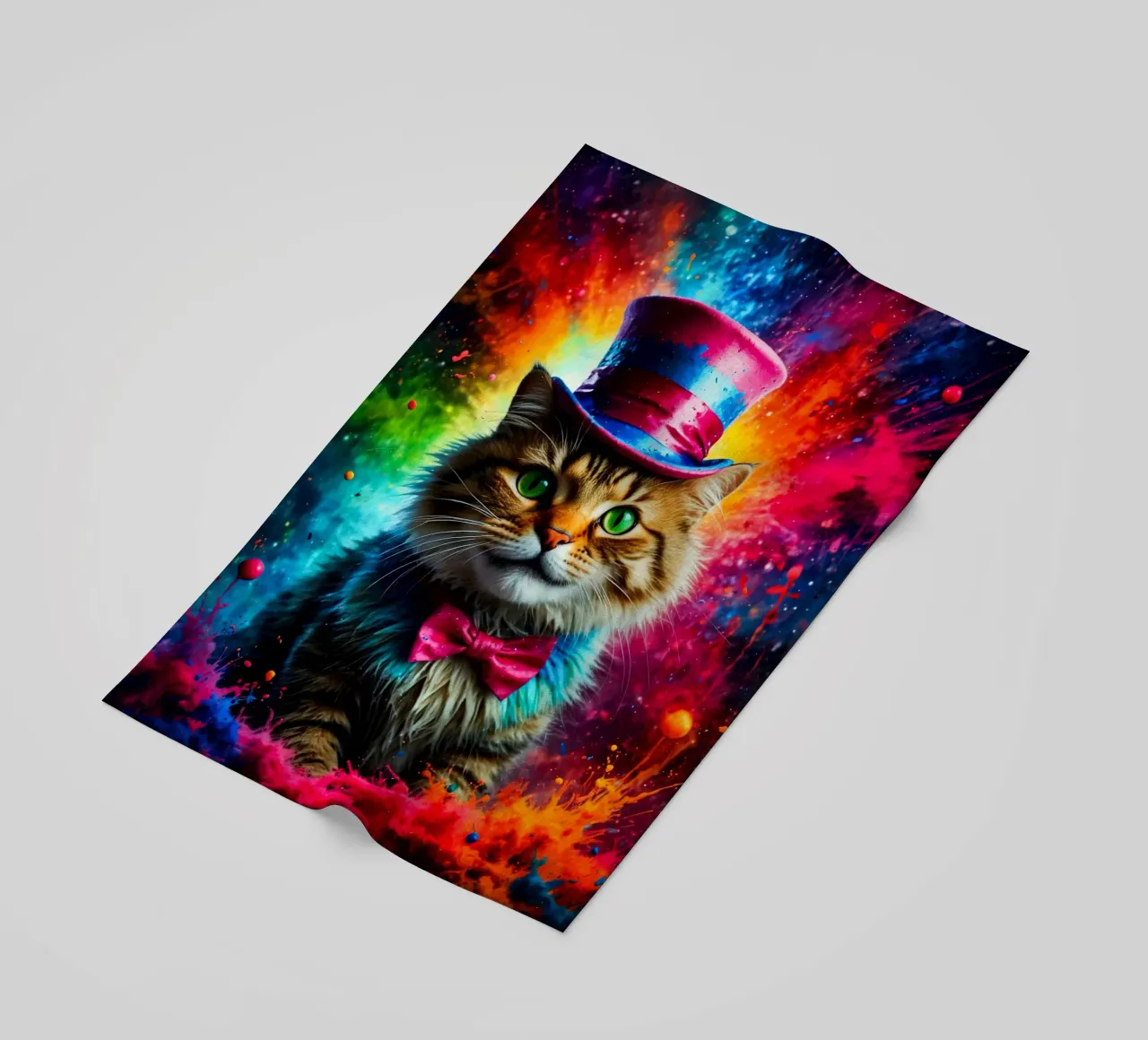 gatto con cappello telo mare da ArtDesign by KBK