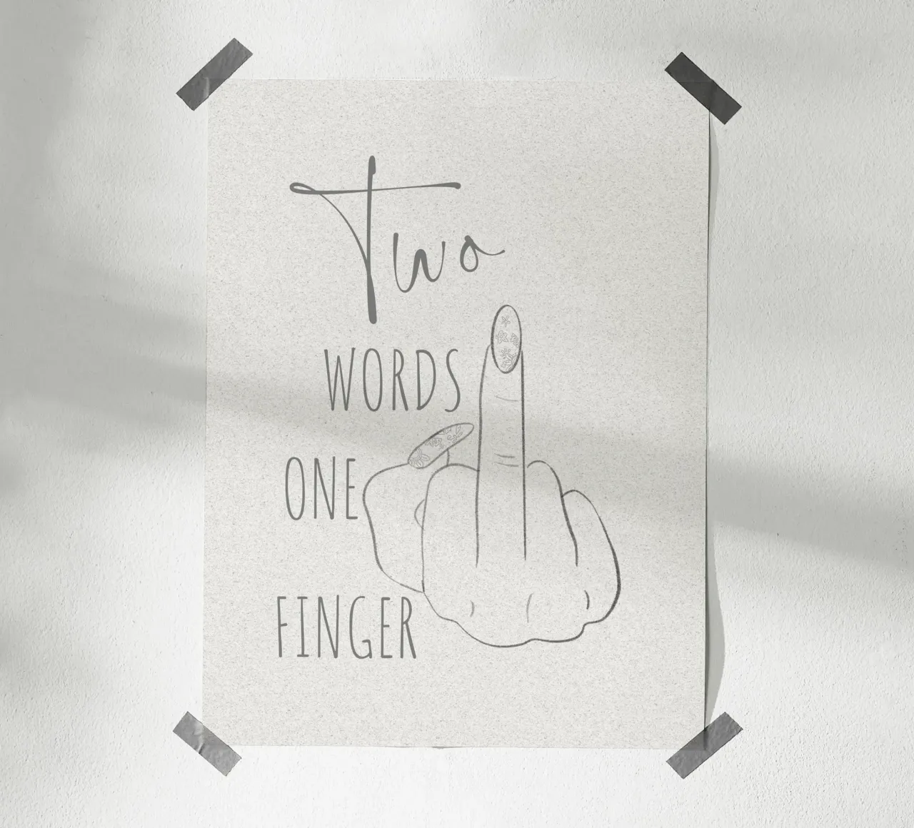 Due parole un dito poster con telaio in plastica da ArtDesign by KBK