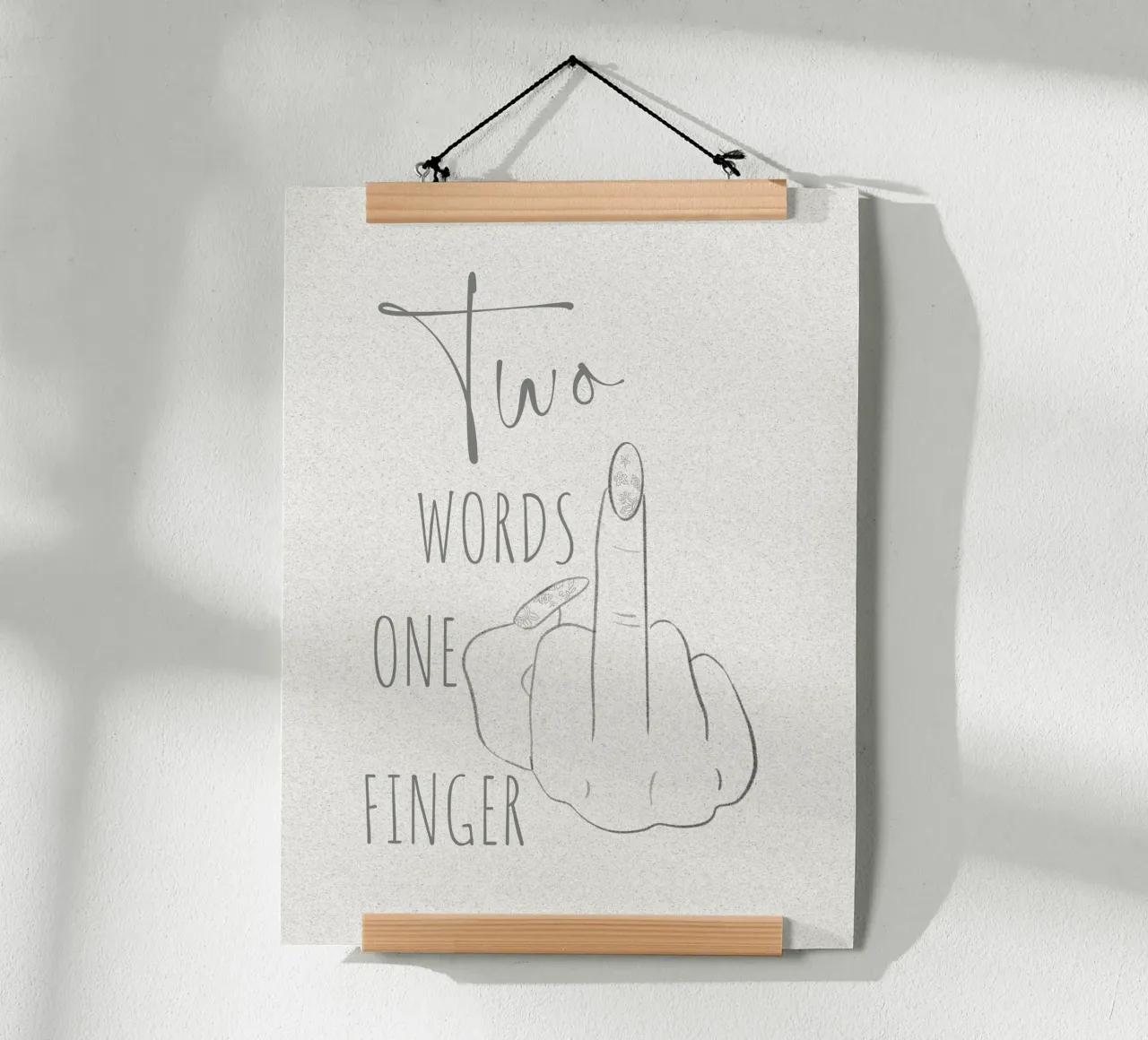 Due parole un dito poster con telaio in plastica da ArtDesign by KBK