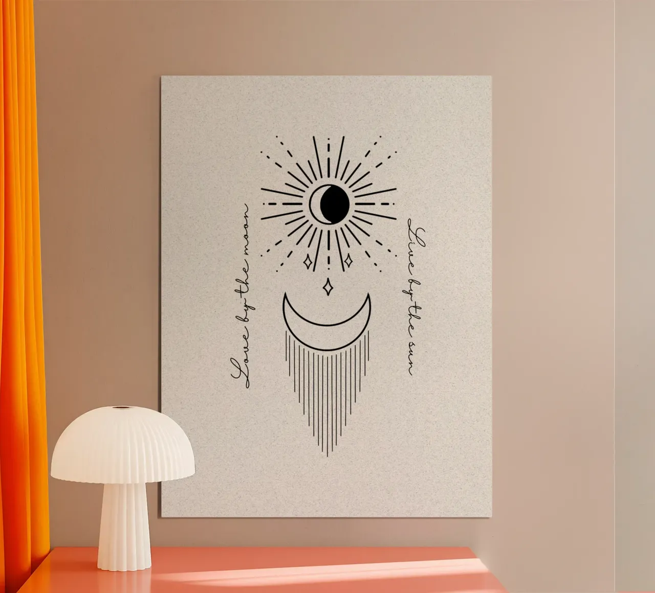 love by the moon live by the sun poster with wooden frame by ArtDesign by KBK