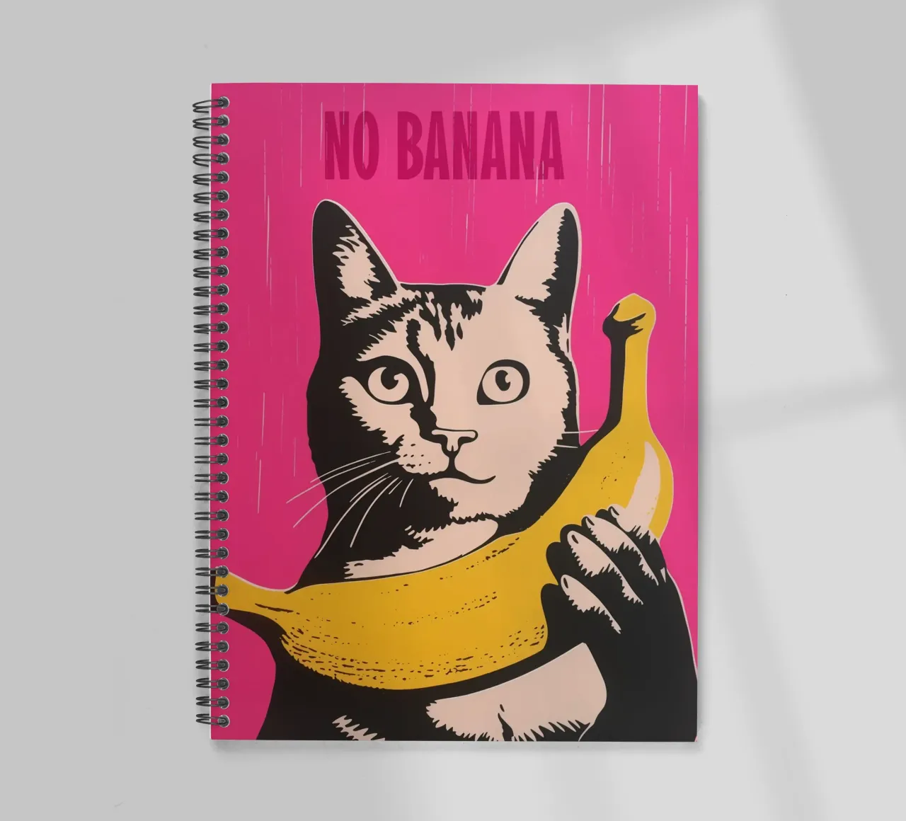 No Banana | The cat doesn't like bananas | Pop Art Poster spiral notebook by Autofocus