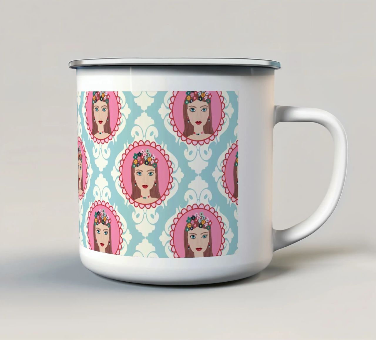 Im Herzen Prinzessin  PATTERN taza de esmalte de Miris bunte Modewelt