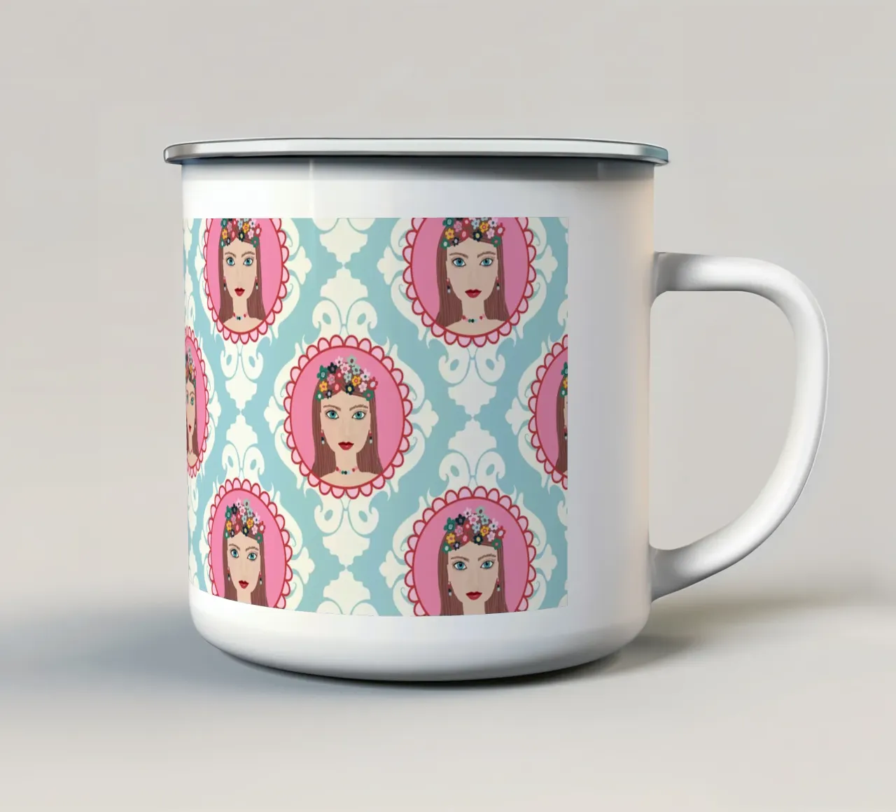 Im Herzen Prinzessin  PATTERN taza de esmalte de Miris bunte Modewelt