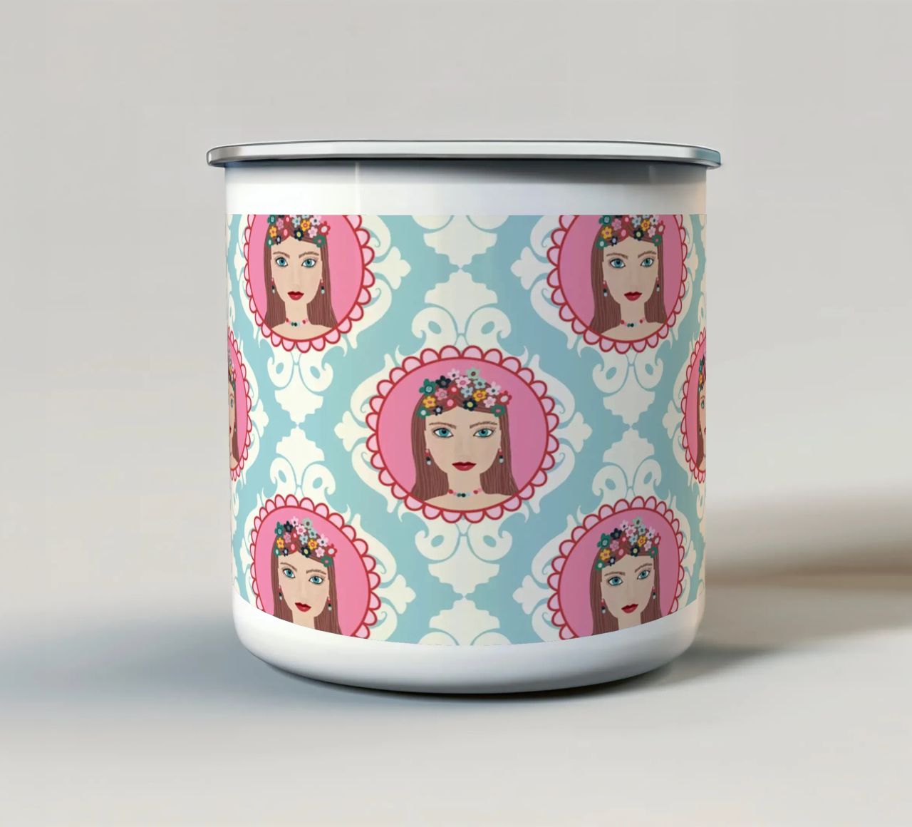 Im Herzen Prinzessin  PATTERN taza de esmalte de Miris bunte Modewelt