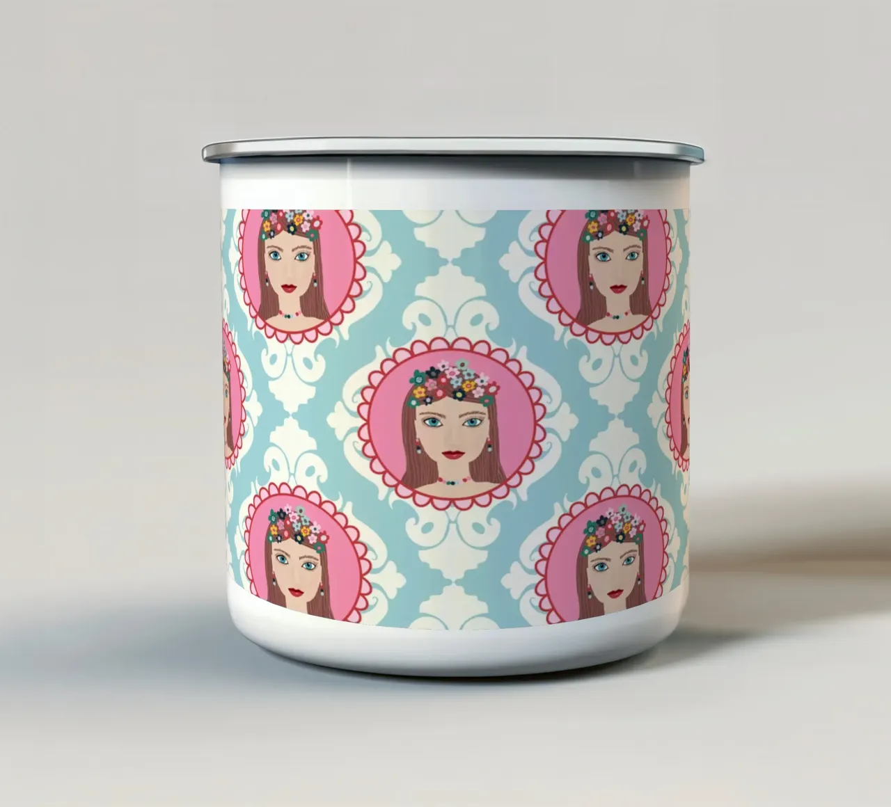 Im Herzen Prinzessin  PATTERN taza de esmalte de Miris bunte Modewelt