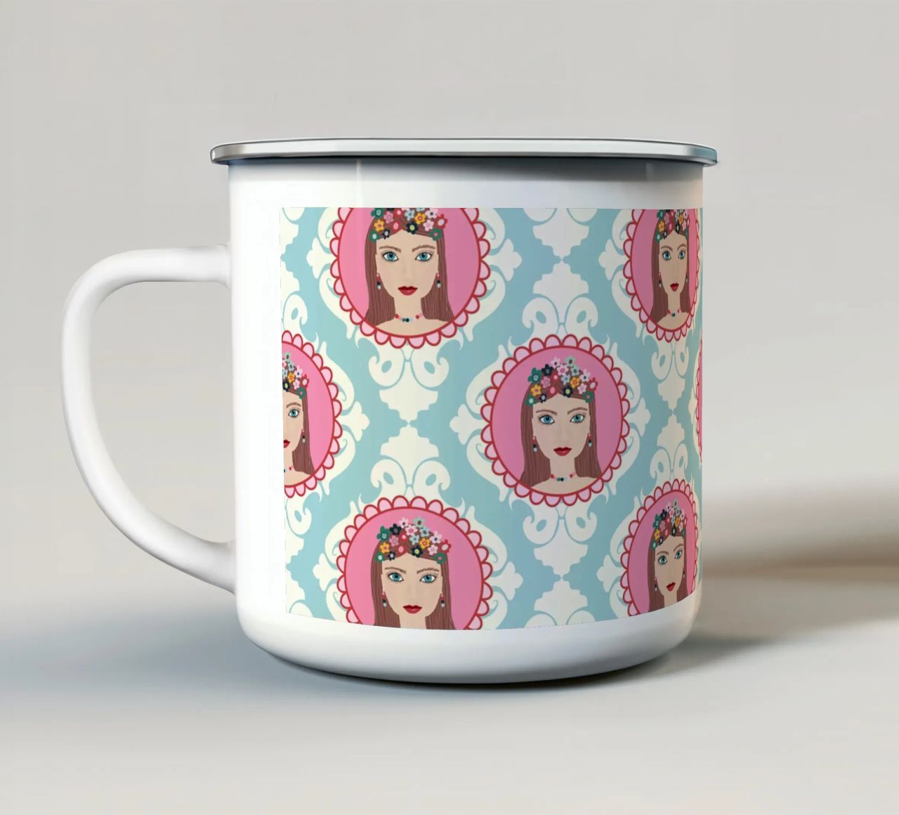 Im Herzen Prinzessin  PATTERN taza de esmalte de Miris bunte Modewelt