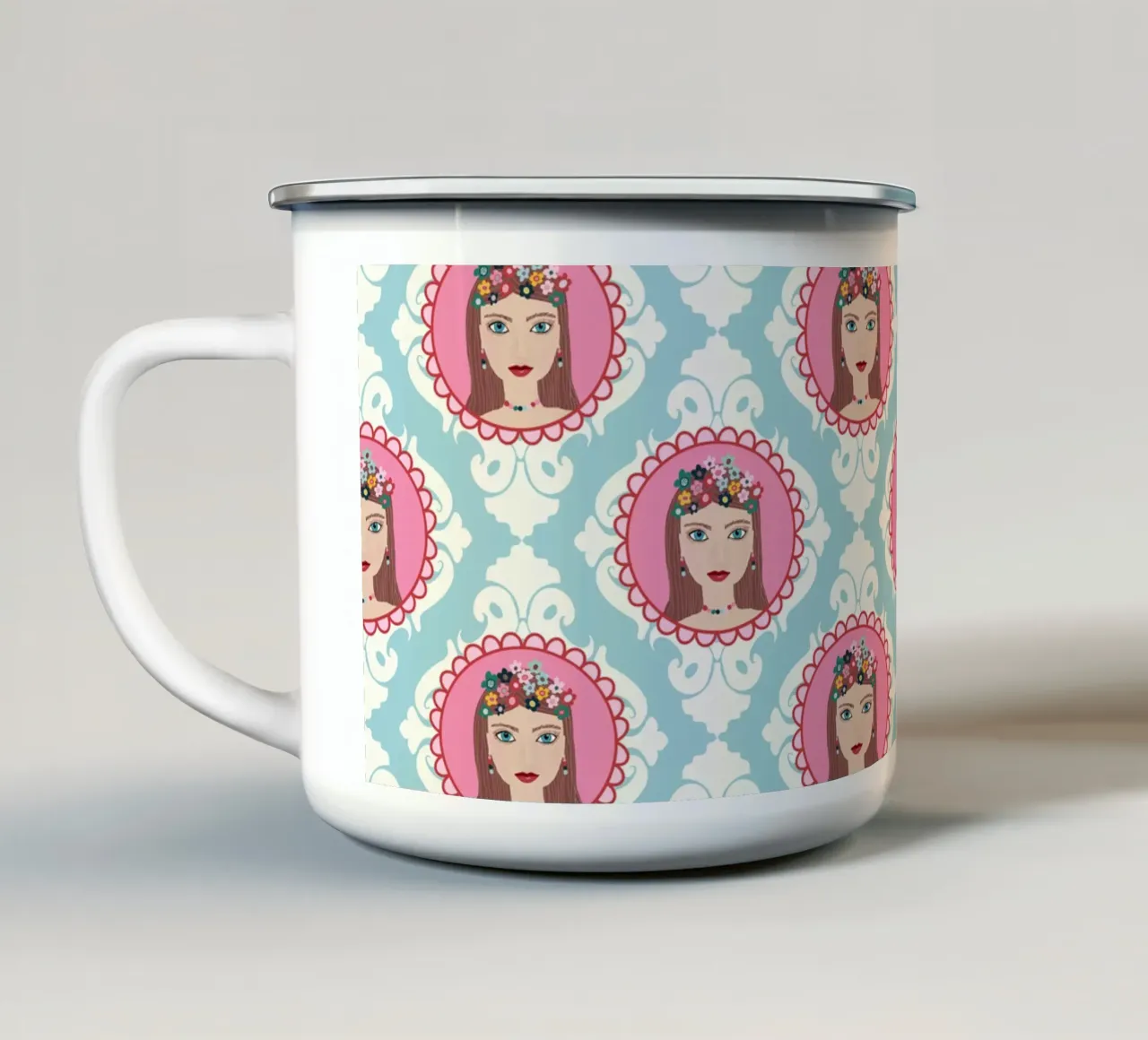 Im Herzen Prinzessin  PATTERN taza de esmalte de Miris bunte Modewelt