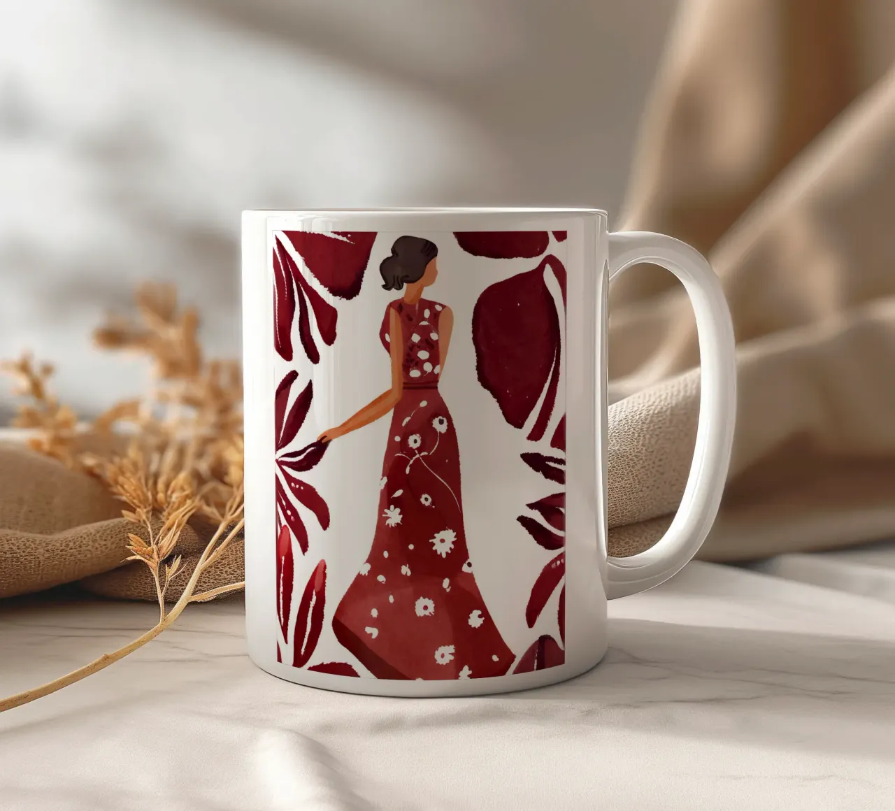 Frau in weinrot tazza in ceramica da designsbysophia