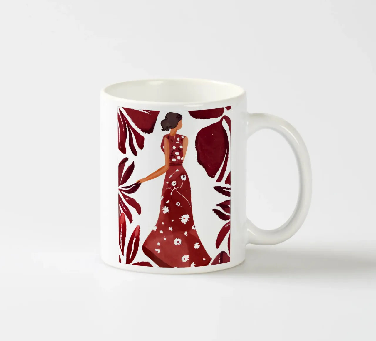 Frau in weinrot tazza in ceramica da designsbysophia