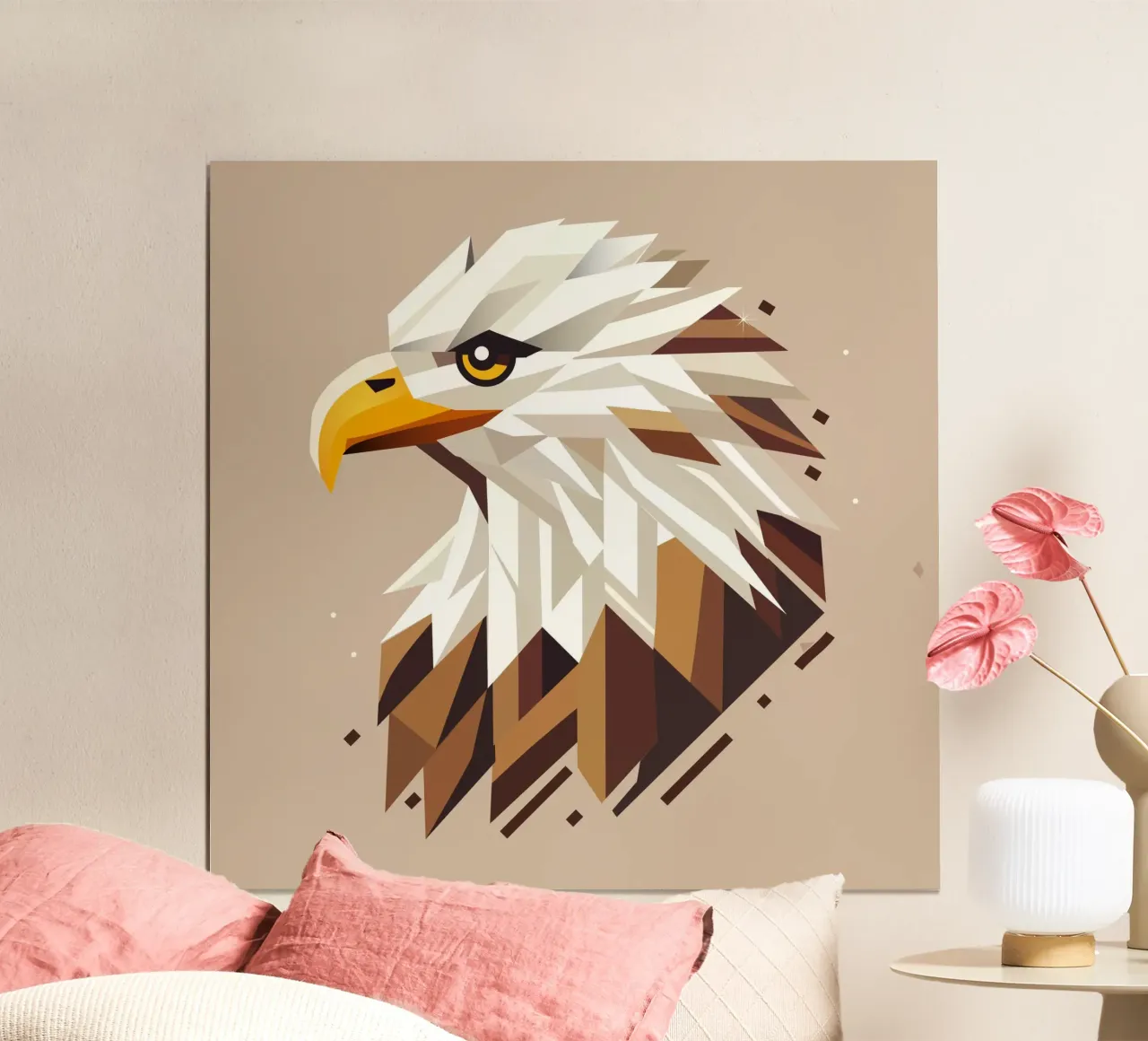 Aquila calva geometrica - simbolo di forza poster con telaio in plastica da namosh