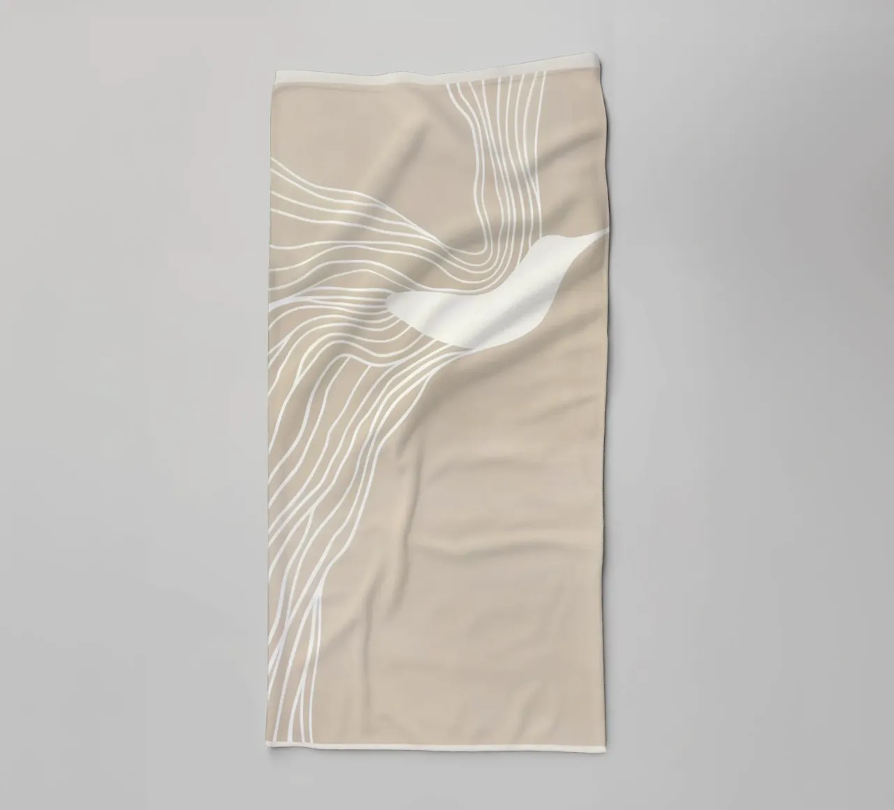 Test di volo | Line art minimalista in beige asciugamano da bagno da Autofocus