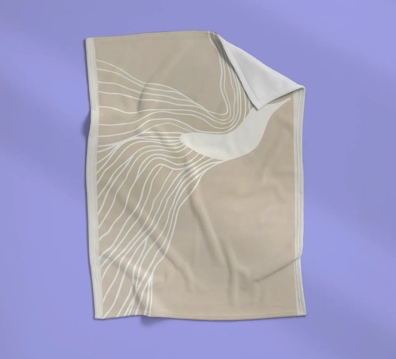 Test di volo | Line art minimalista in beige coperta in pile da Autofocus