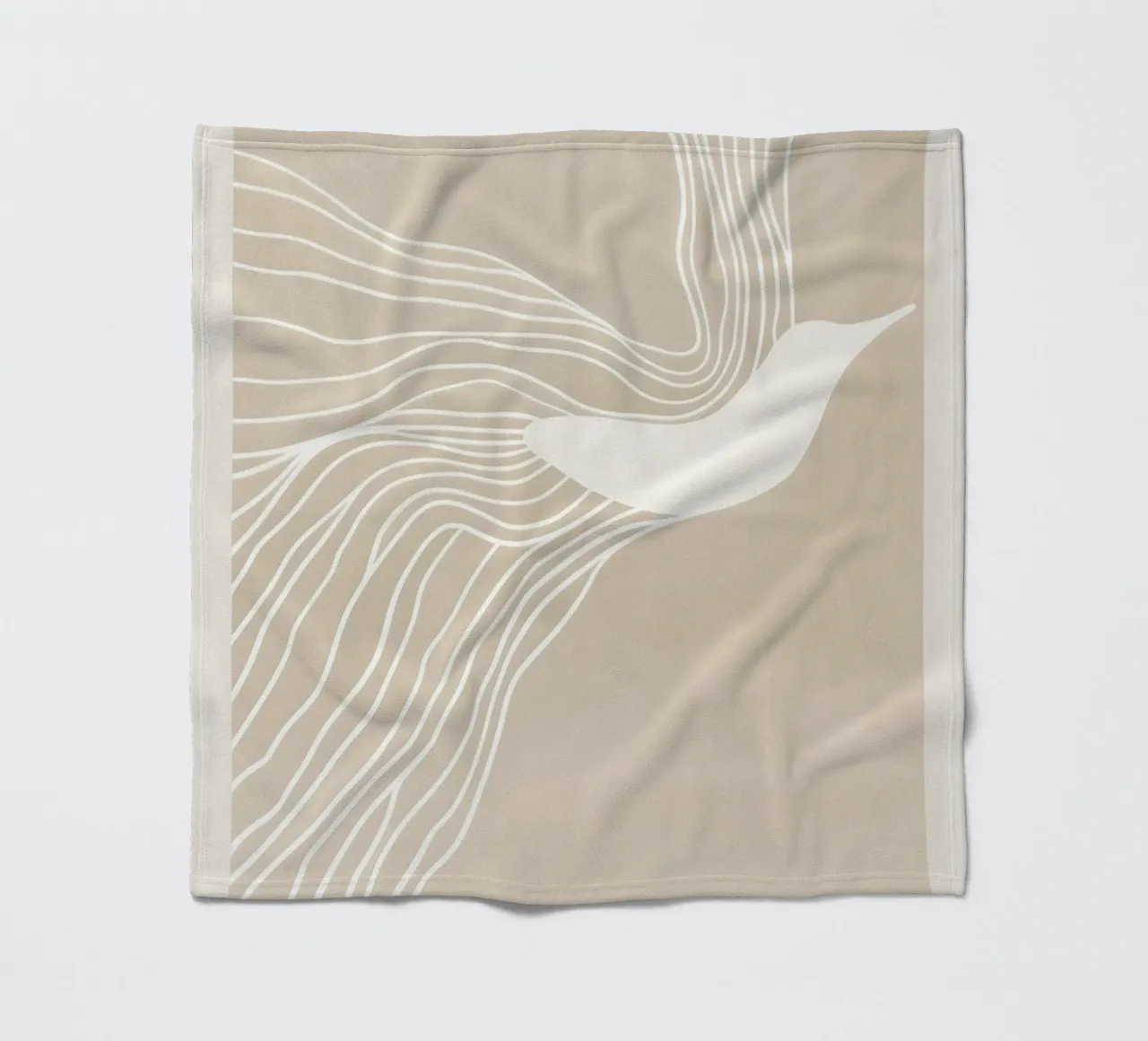 Test di volo | Line art minimalista in beige coperta in pile da Autofocus