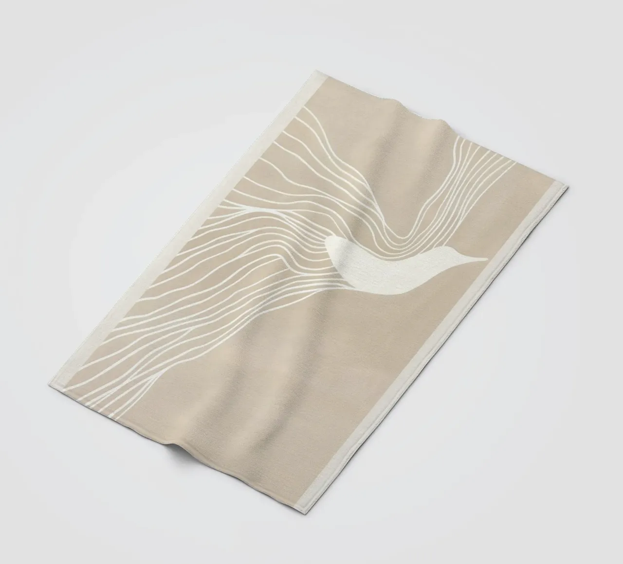 Test di volo | Line art minimalista in beige coperta in pile da Autofocus