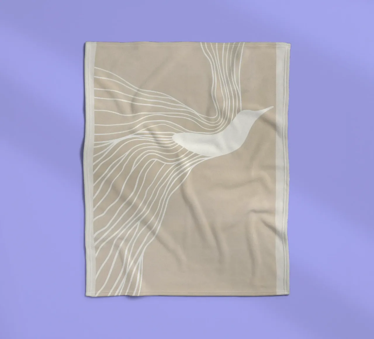 Test di volo | Line art minimalista in beige coperta in pile da Autofocus