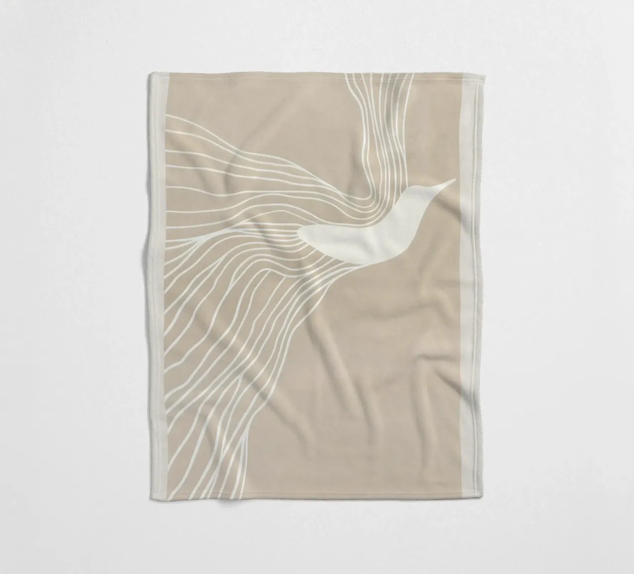 Test di volo | Line art minimalista in beige coperta in pile da Autofocus
