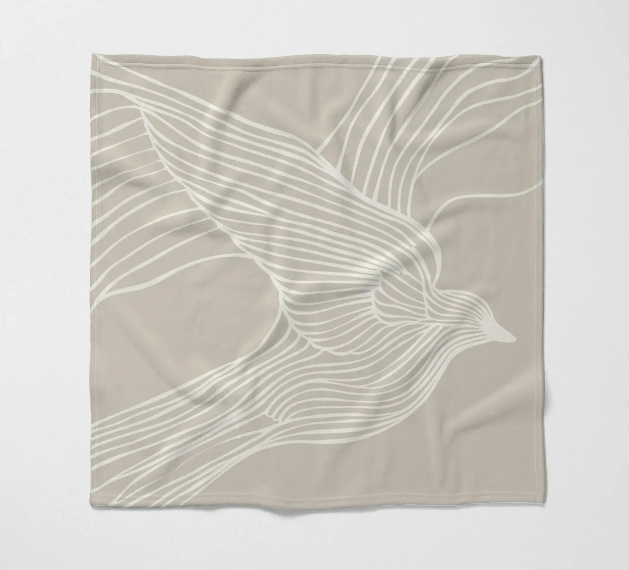 Volo di uccelli - line art in beige coperta in pile da Autofocus