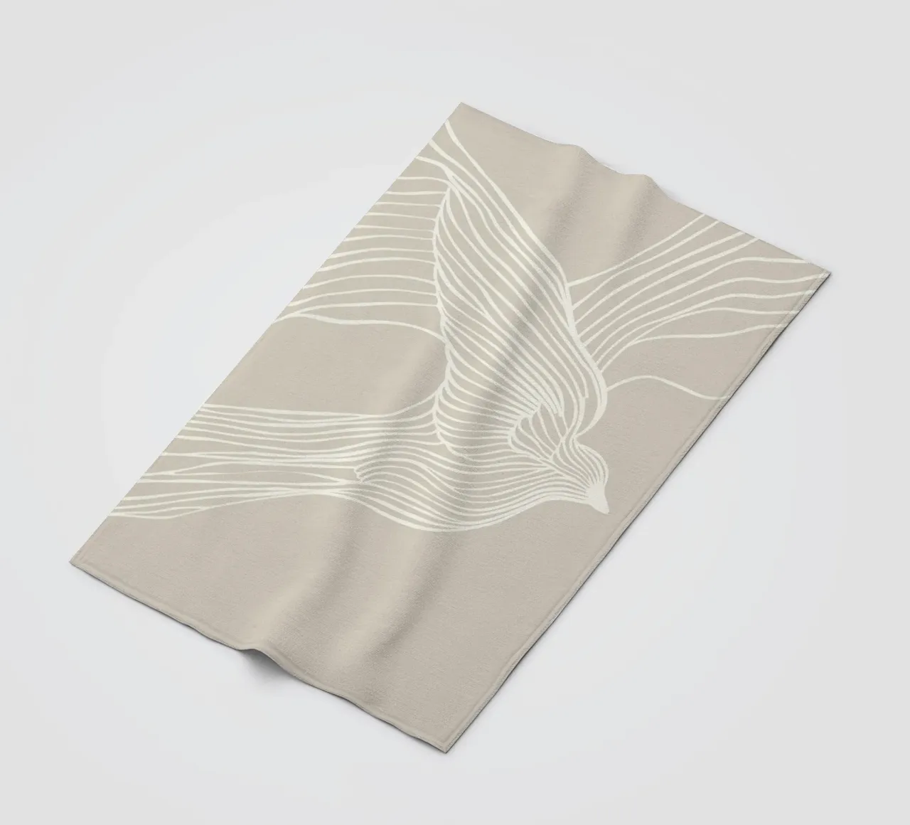 Volo di uccelli - line art in beige coperta in pile da Autofocus