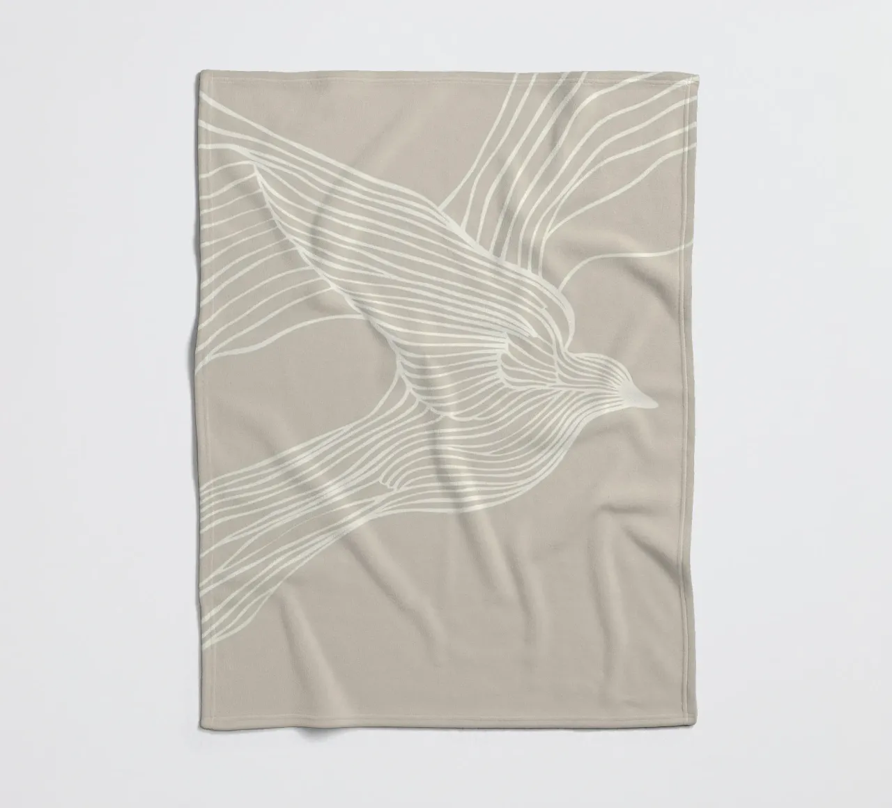 Volo di uccelli - line art in beige coperta in pile da Autofocus