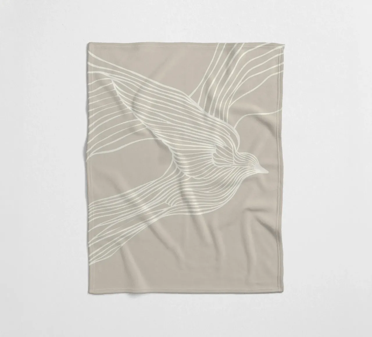 Volo di uccelli - line art in beige coperta in pile da Autofocus