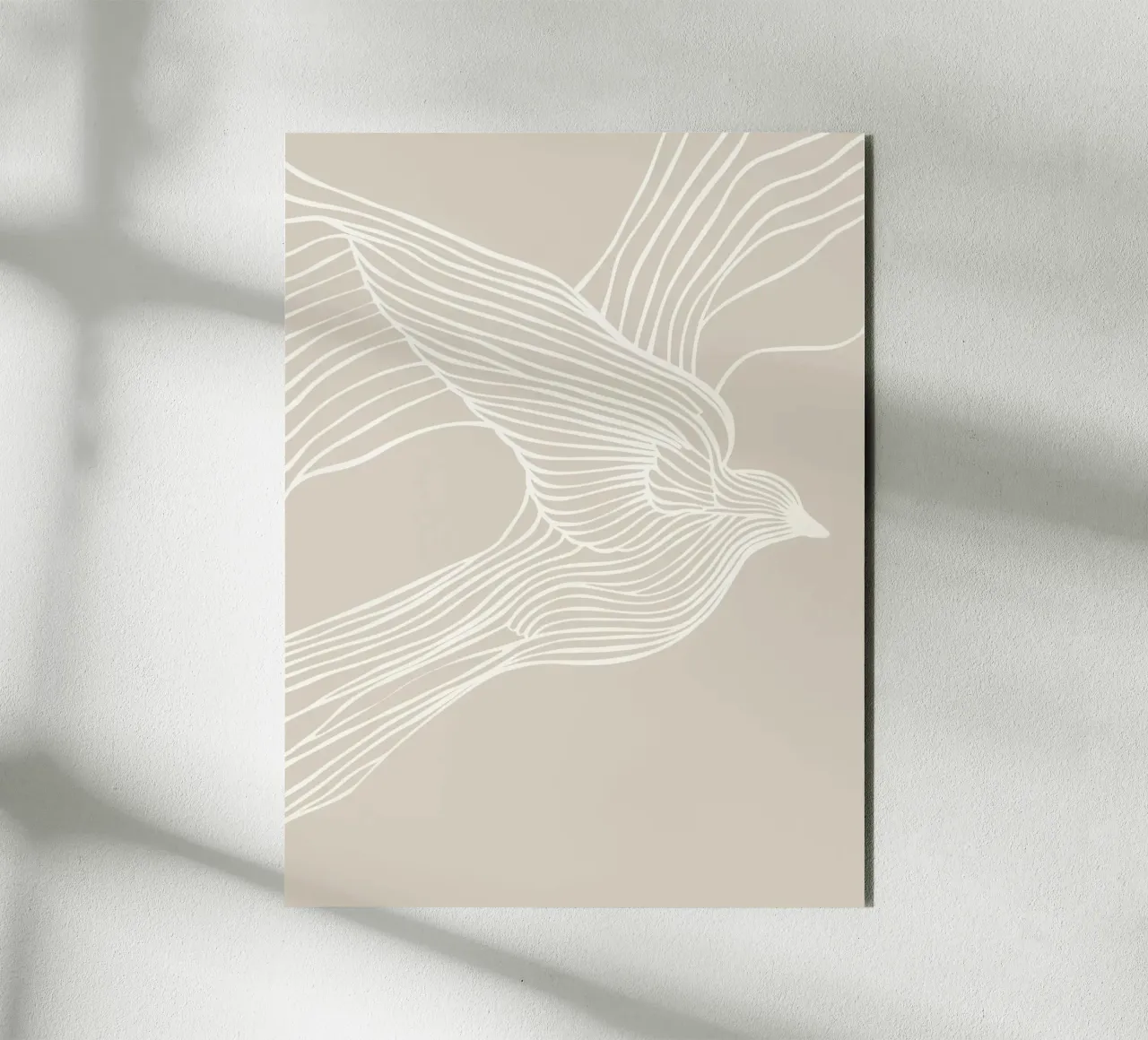 Vol d'oiseau | Art linéaire en beige alu dibond de Autofocus
