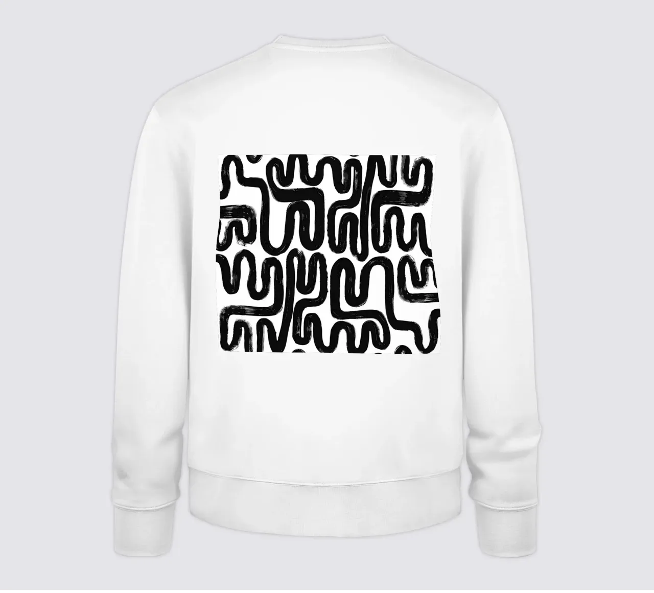 Labyrinth of lines - abstract pattern art in black and white sweatshirt by Kunst und Kontrast