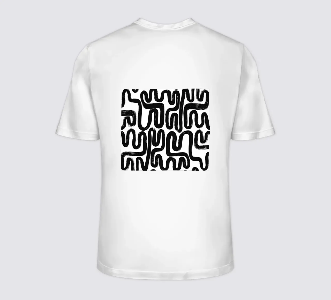 Labyrinth of lines - abstract pattern art in black and white t-shirt by Kunst und Kontrast