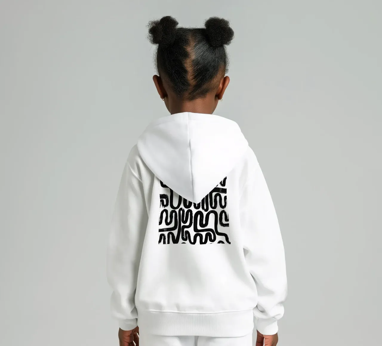 Labirinto di linee - motivo astratto in bianco e nero felpa bambino con cappuccio da Kunst und Kontrast