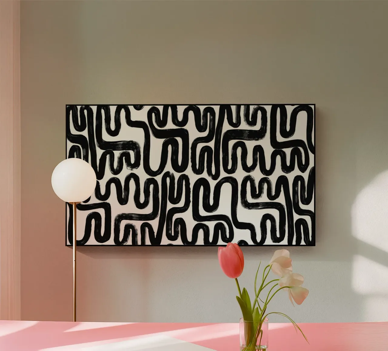 Labirinto di linee - motivo astratto in bianco e nero plexiglass da Kunst und Kontrast